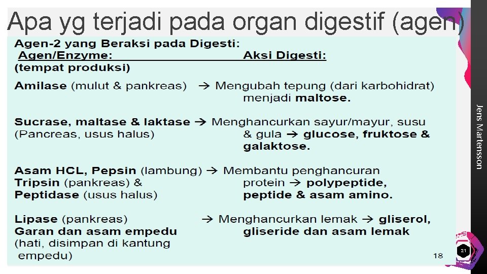 Apa yg terjadi pada organ digestif (agen) Jens Martensson 21 