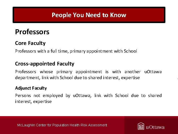People You Need to Know Professors Core Faculty Professors with a full time, primary