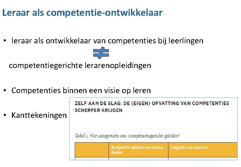 Leraar als competentie-ontwikkelaar • leraar als ontwikkelaar van competenties bij leerlingen competentiegerichte lerarenopleidingen •