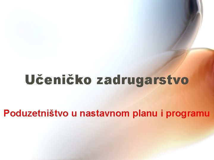 Učeničko zadrugarstvo Poduzetništvo u nastavnom planu i programu 