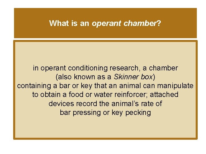 What is an operant chamber? in operant conditioning research, a chamber (also known as