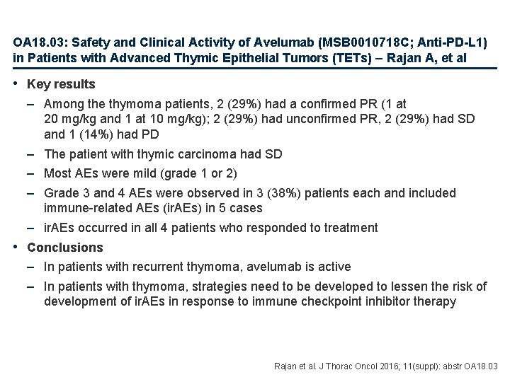 OA 18. 03: Safety and Clinical Activity of Avelumab (MSB 0010718 C; Anti-PD-L 1)