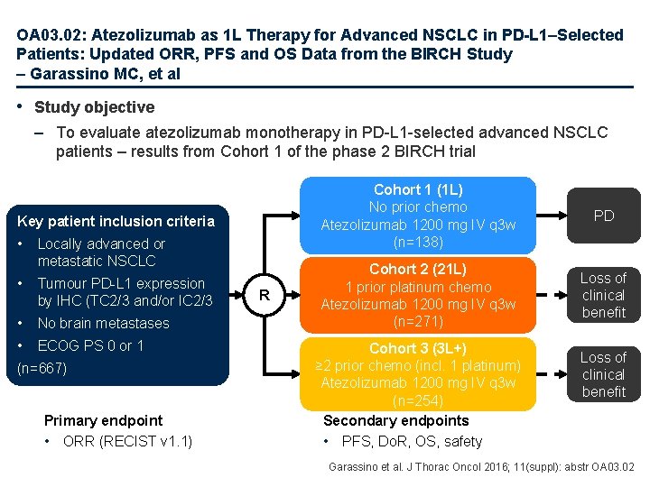 OA 03. 02: Atezolizumab as 1 L Therapy for Advanced NSCLC in PD-L 1–Selected