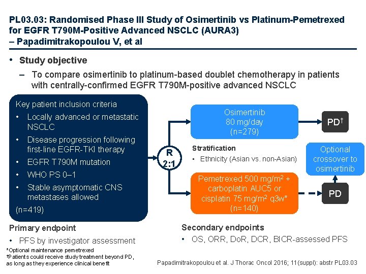 PL 03. 03: Randomised Phase III Study of Osimertinib vs Platinum-Pemetrexed for EGFR T