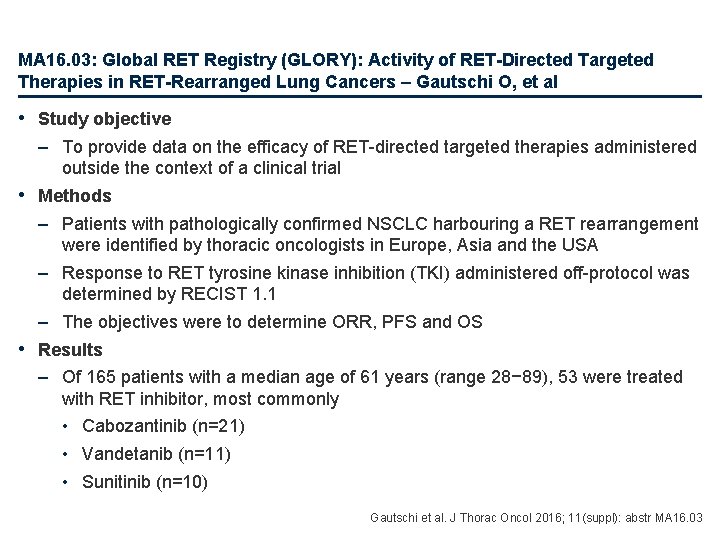 MA 16. 03: Global RET Registry (GLORY): Activity of RET-Directed Targeted Therapies in RET-Rearranged