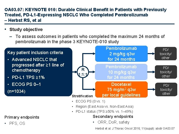 OA 03. 07: KEYNOTE 010: Durable Clinical Benefit in Patients with Previously Treated, PD-L