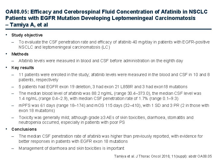 OA 08. 05: Efficacy and Cerebrospinal Fluid Concentration of Afatinib in NSCLC Patients with