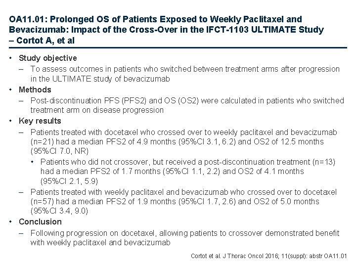 OA 11. 01: Prolonged OS of Patients Exposed to Weekly Paclitaxel and Bevacizumab: Impact