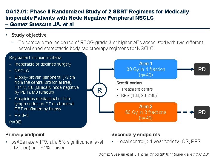 OA 12. 01: Phase II Randomized Study of 2 SBRT Regimens for Medically Inoperable