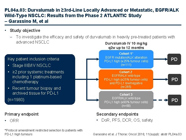 PL 04 a. 03: Durvalumab in ≥ 3 rd-Line Locally Advanced or Metastatic, EGFR/ALK