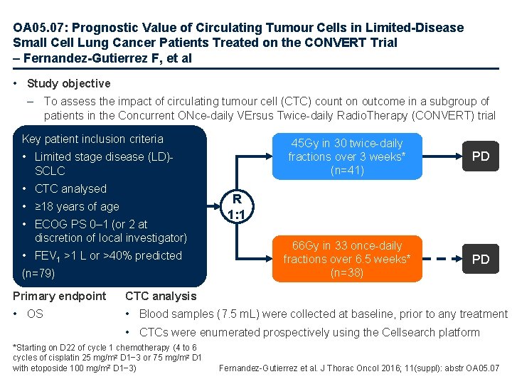 OA 05. 07: Prognostic Value of Circulating Tumour Cells in Limited-Disease Small Cell Lung