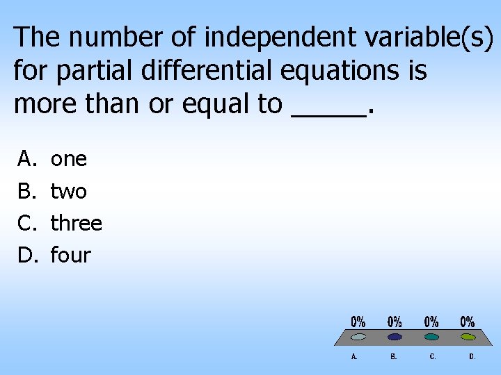 The number of independent variable(s) for partial differential equations is more than or equal