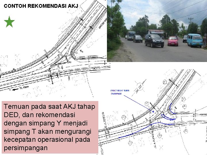 CONTOH REKOMENDASI AKJ Temuan pada saat AKJ tahap DED, dan rekomendasi dengan simpang Y