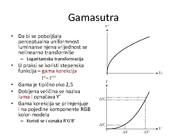 Gamasutra • Da bi se poboljšala perceptualna uniformnost luminanse njena vrijednost se nelinearno transformiše