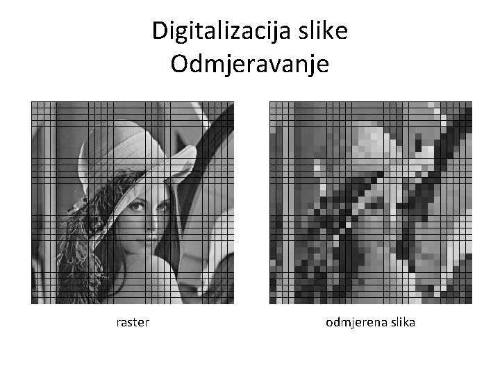 Digitalizacija slike Odmjeravanje raster odmjerena slika 