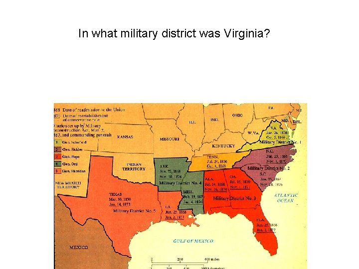 In what military district was Virginia? In what military district was Virginia?