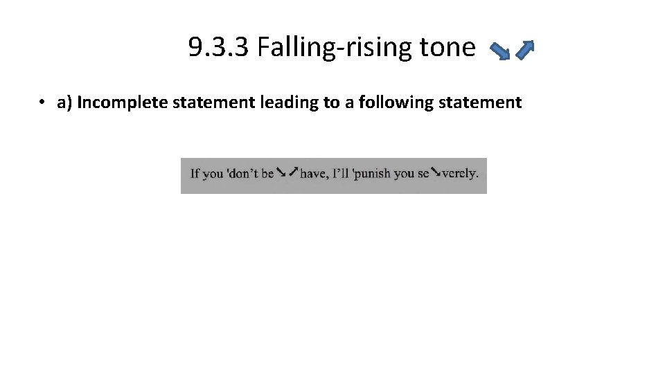 9. 3. 3 Falling-rising tone • a) Incomplete statement leading to a following statement