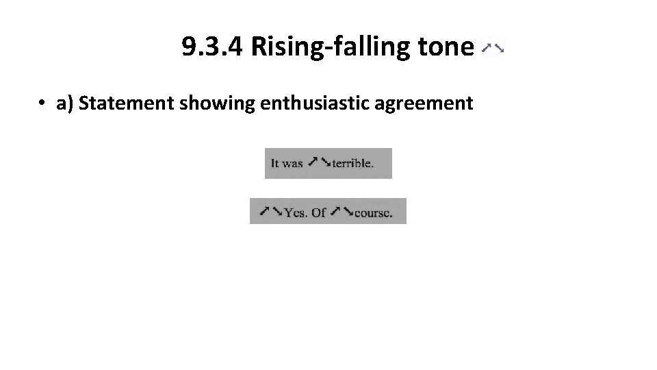 9. 3. 4 Rising-falling tone • a) Statement showing enthusiastic agreement 