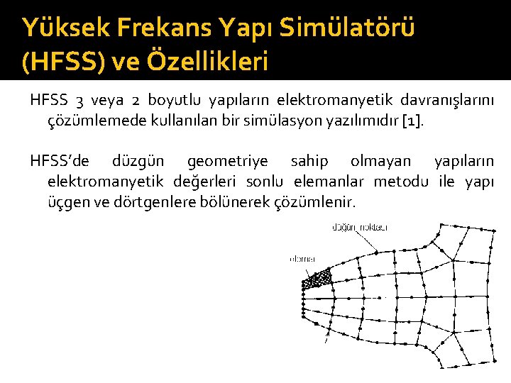 Yüksek Frekans Yapı Simülatörü (HFSS) ve Özellikleri HFSS 3 veya 2 boyutlu yapıların elektromanyetik