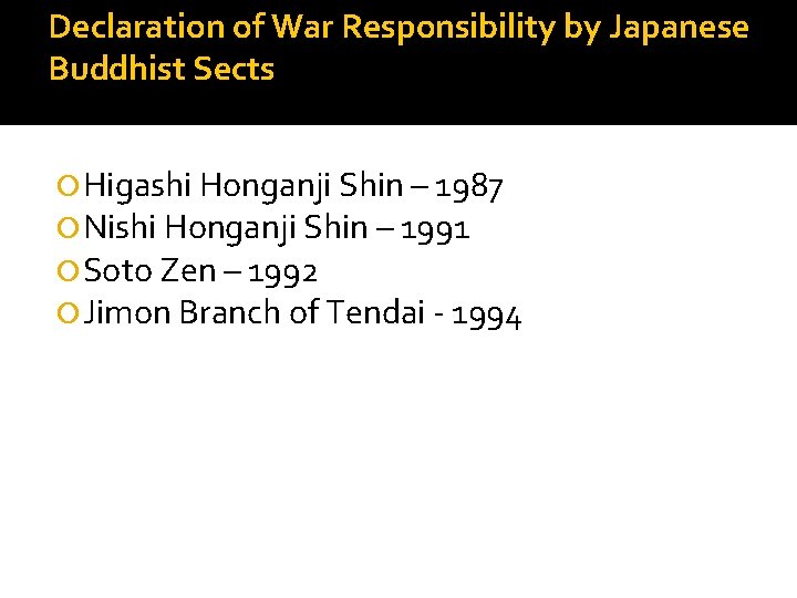 Declaration of War Responsibility by Japanese Buddhist Sects Higashi Honganji Shin – 1987 Nishi