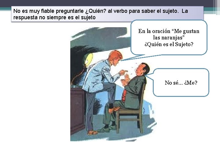 No es muy fiable preguntarle ¿Quién? al verbo para saber el sujeto. La respuesta