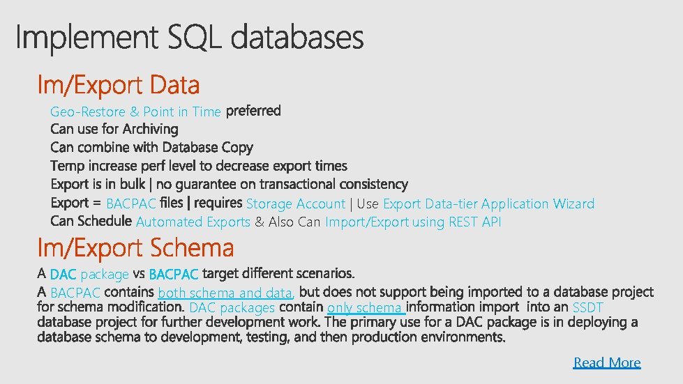 Geo-Restore & Point in Time BACPAC Storage Account | Use Export Data-tier Application Wizard