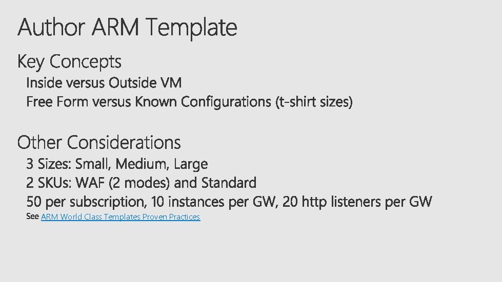 ARM World Class Templates Proven Practices 