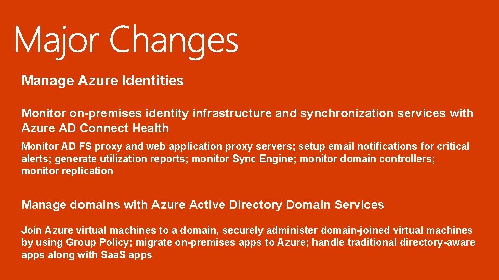 Manage Azure Identities Monitor on-premises identity infrastructure and synchronization services with Azure AD Connect