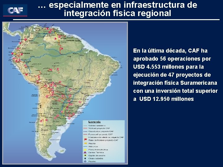 … especialmente en infraestructura de integración física regional En la última década, CAF ha