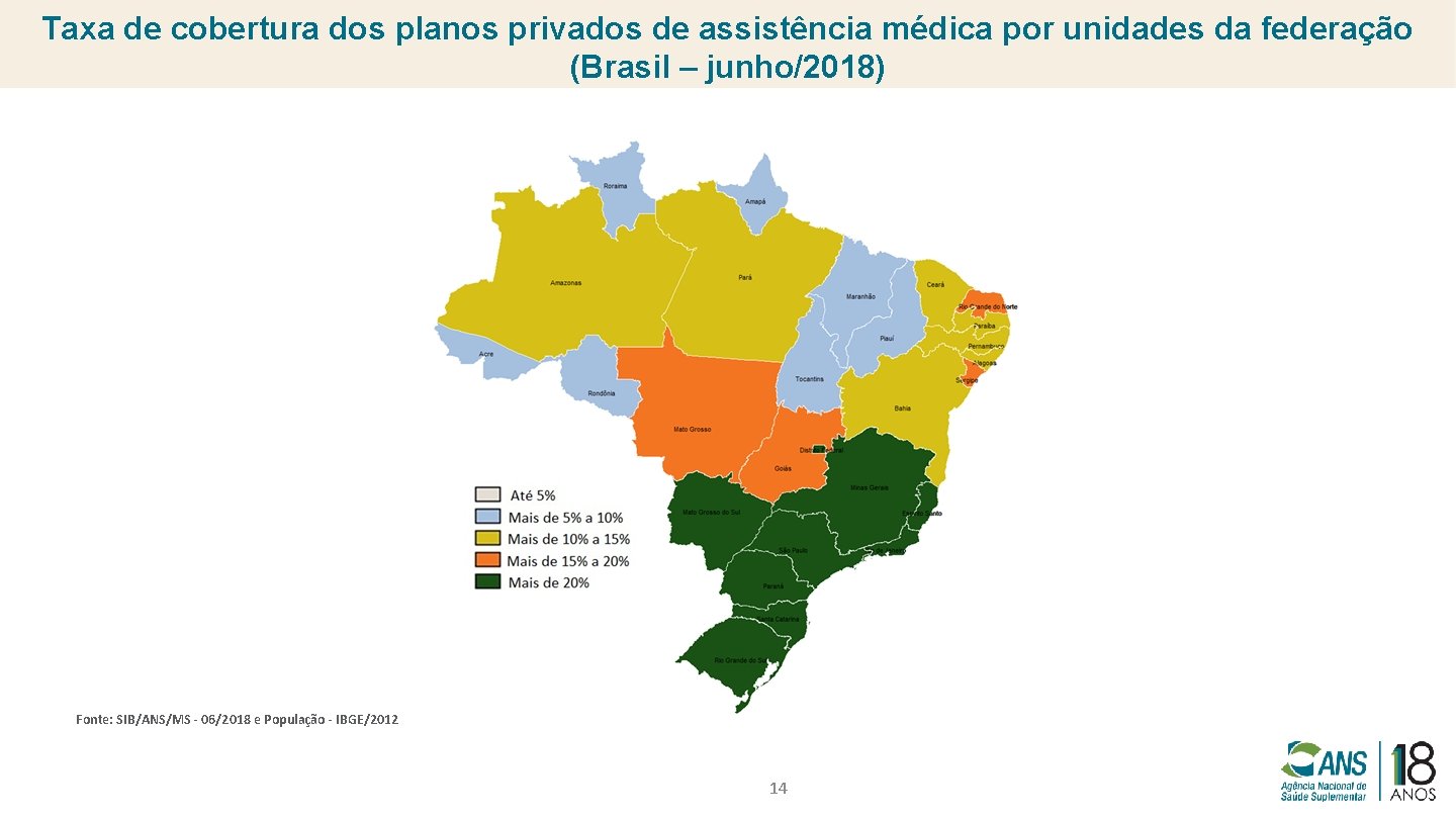 Taxa de cobertura dos planos privados de assistência médica por unidades da federação (Brasil