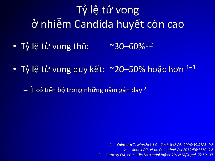 Tỷ lệ tử vong ở nhiễm Candida huyết còn cao • Tỷ lệ tử