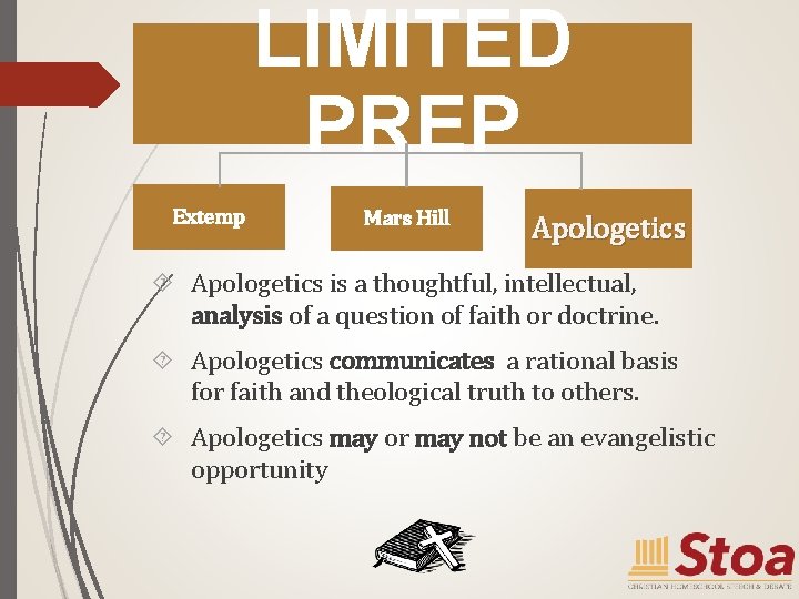 LIMITED PREP Extemp Mars Hill Apologetics is a thoughtful, intellectual, analysis of a question