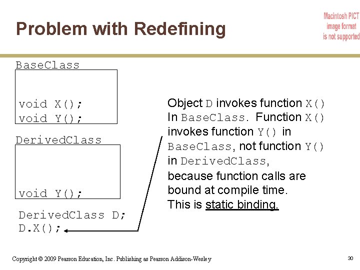 Problem with Redefining Base. Class void X(); void Y(); Derived. Class D; D. X();