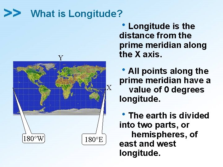 What is Longitude? h. Longitude is the distance from the prime meridian along the