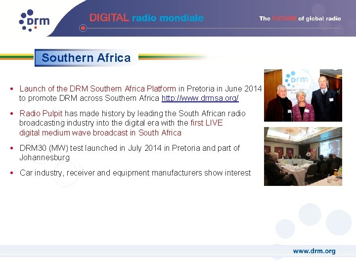 Southern Africa • Launch of the DRM Southern Africa Platform in Pretoria in June