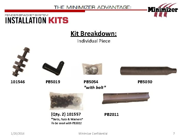 Kit Breakdown: Individual Piece 101546 PB 5019 PB 5054 *with bolt* (Qty. 2) 101557