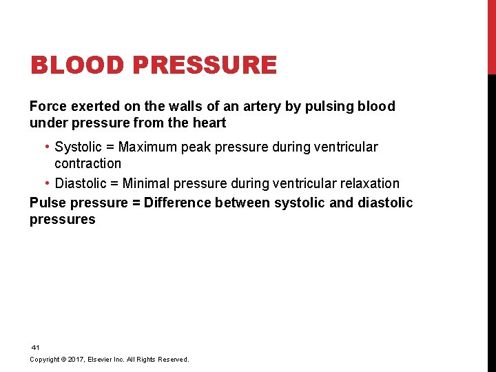 BLOOD PRESSURE Force exerted on the walls of an artery by pulsing blood under