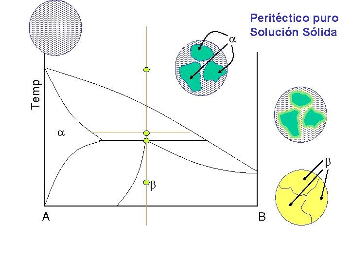 Temp Peritéctico puro Solución Sólida A B Temp Peritéctico puro Solución Sólida A B