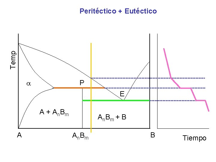 Temp Peritéctico + Eutéctico P E A + An. Bm A An. Bm + Temp Peritéctico + Eutéctico P E A + An. Bm A An. Bm +