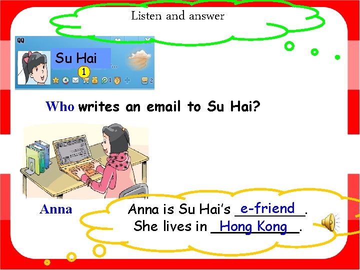 Listen and answer Su Hai 1 Who writes an email to Su Hai? Anna