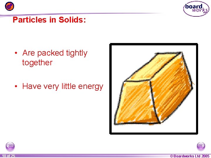 Particles in Solids: • Are packed tightly together • Have very little energy 1