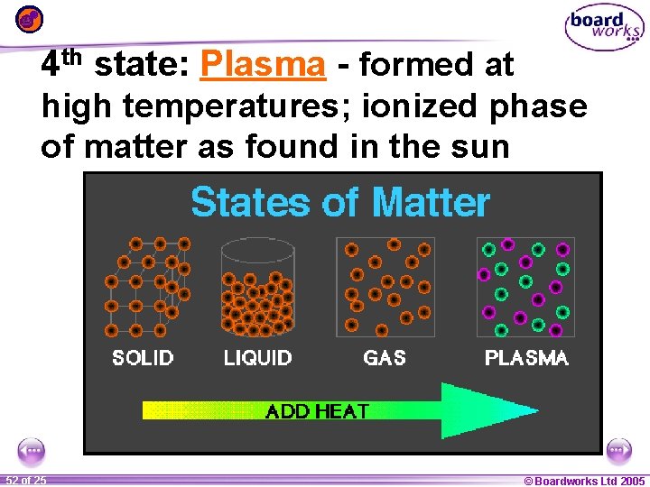 4 th state: Plasma - formed at high temperatures; ionized phase of matter as