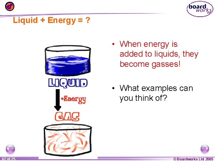 Liquid + Energy = ? • When energy is added to liquids, they become