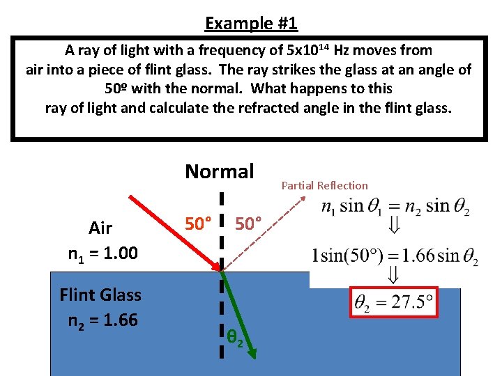 Example #1 A ray of light with a frequency of 5 x 1014 Hz