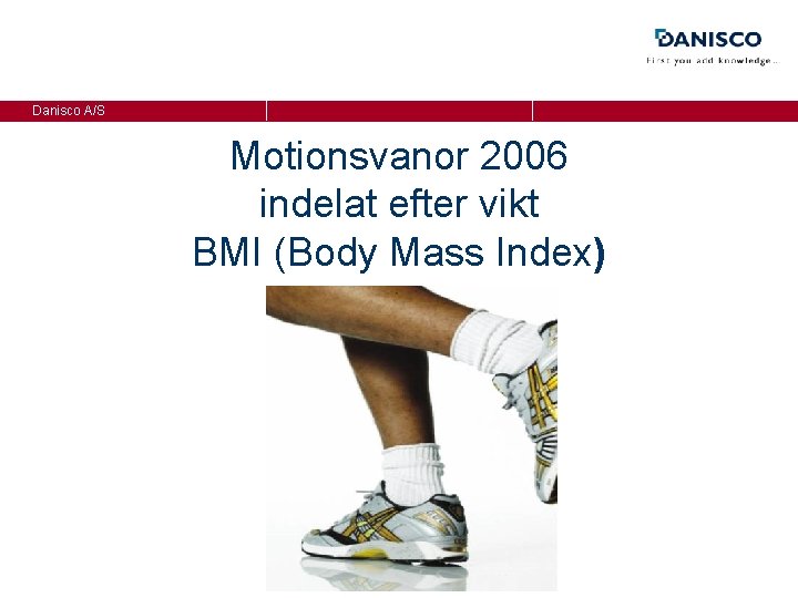Danisco A/S Motionsvanor 2006 indelat efter vikt BMI (Body Mass Index) 