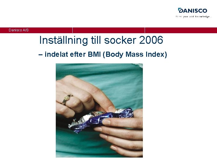 Danisco A/S Inställning till socker 2006 – indelat efter BMI (Body Mass Index) 