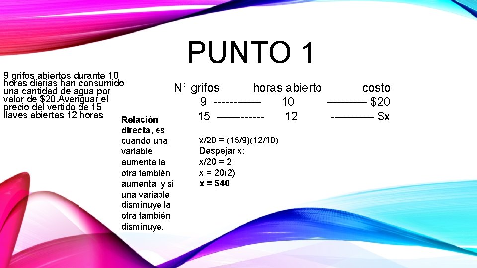 PUNTO 1 9 grifos abiertos durante 10 horas diarias han consumido una cantidad de