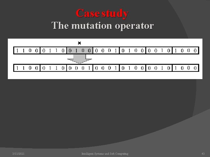 Case study The mutation operator 3/11/2021 Intelligent Systems and Soft Computing 43 