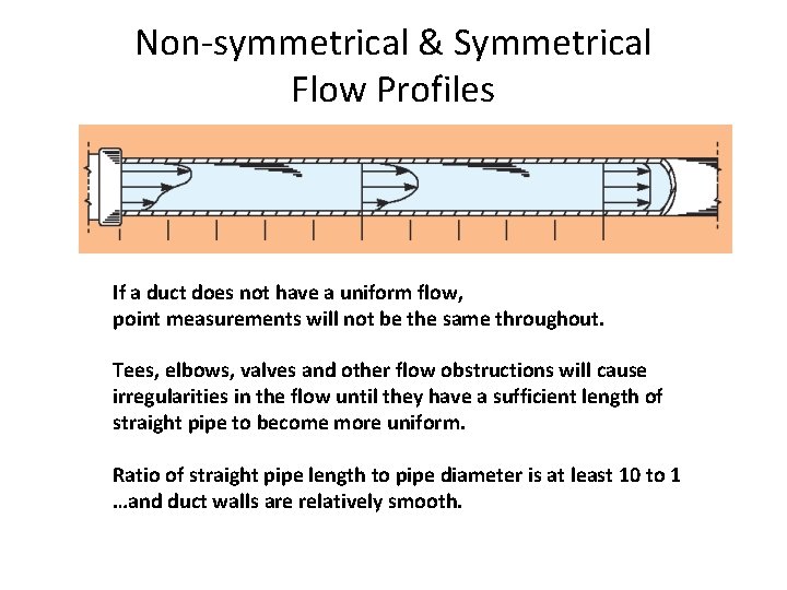 Non-symmetrical & Symmetrical Flow Profiles If a duct does not have a uniform flow, Non-symmetrical & Symmetrical Flow Profiles If a duct does not have a uniform flow,