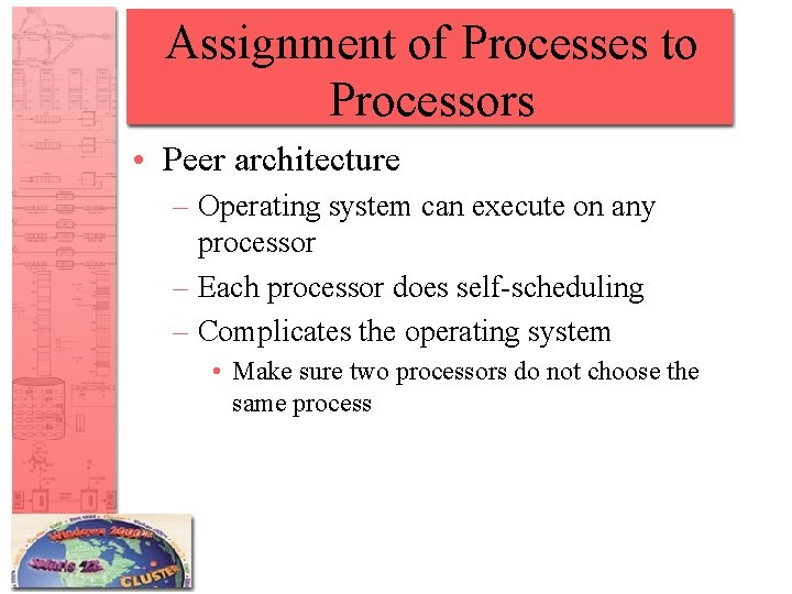 Assignment of Processes to Processors • Peer architecture – Operating system can execute on